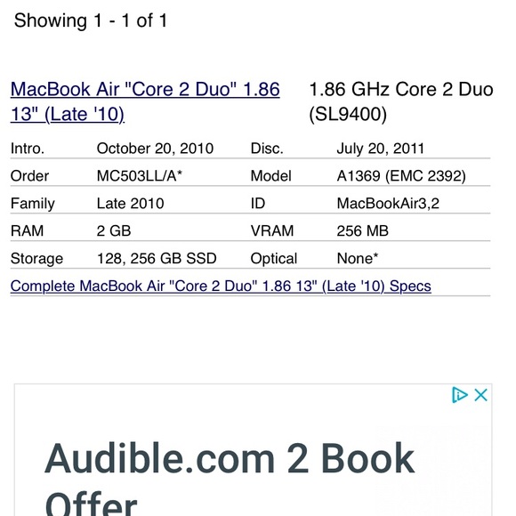 MacBook Air laptop 13 inch screen A1369 - Picture 1 of 8